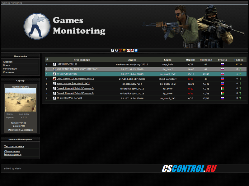 Steam server 1.6. Мониторинг серверов. Мониторинг серверов КС 1.6. Monitoring CS 1.6.